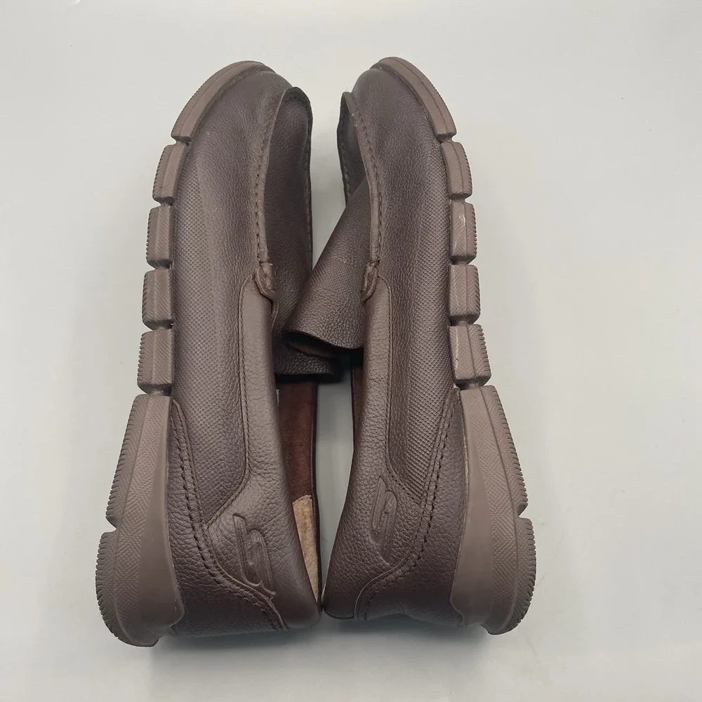 Skechers Mens Size‎ 13 On The Go BIONIC MOC Brown Leather Shoes Goga Mat